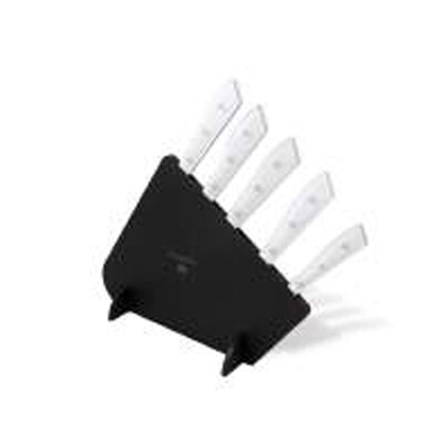 Berti Compendio Set Of 5 Black Lucite Block Knife Ice Lucite Handle 7262