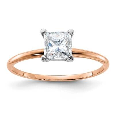 3/4ct. 5.0mm D E F Pure Light Princess Moissanite Solitaire Ring 14k Rose Gold RGSH13P-11MP, MPN: R…