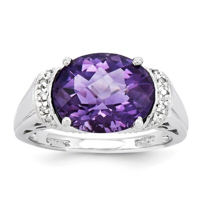 Amethyst &amp; Diamond Ring Sterling Silver QR3189AM, MPN: QR3189AM, 883957666396