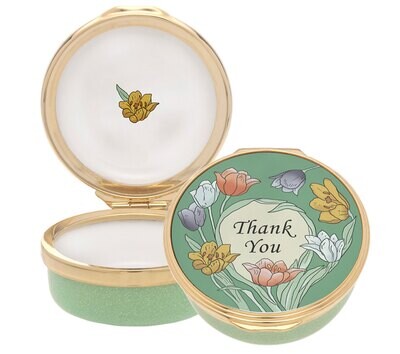 Halcyon Days Thank You Green base Enamel Box ENTHY0901G, MPN: ENTHY0901G,