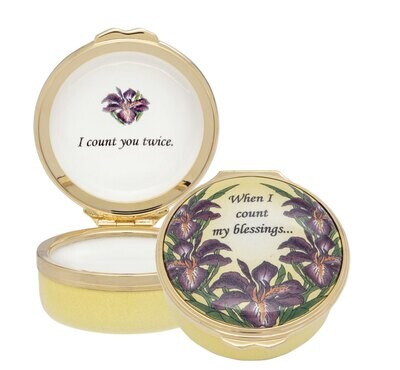 Halcyon Days When I Count My Blessings yellow base Enamel Box ENWIC0801G, MPN: ENWIC0801G,