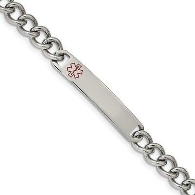 Red Enamel 8 Inch Medical ID Bracelet Stainless Steel Polished SRB2197-8 by Chisel, MPN: SRB2197-8,…