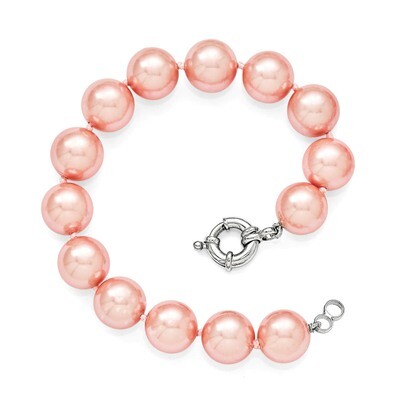 12-13Mm Pink Shell Bead Hand Knotted Bracelet Sterling Silver QMJB12P-7.5, MPN: QMJB12P-7.5, 886774…