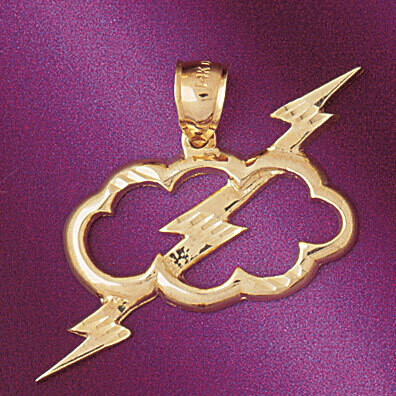 Dazzlers Jewelry Thunder Cloud Pendant Necklace Charm Bracelet in Yellow, White or Rose Gold 5680, …