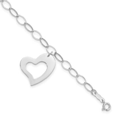 Dangle Heart Bracelet 14k White Gold SF1856W-7.25, MPN: SF1856W-7.25, 883957810485
