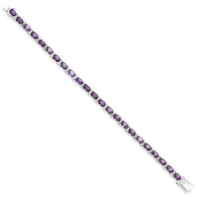 Purple &amp; Clear Diamond Bracelet Sterling Silver QX225CZ, MPN: QX225CZ, 815479015635