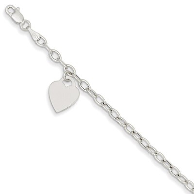 Dangle Heart Bracelet 8.5 Inch 14k White Gold SF1823-8.5, MPN: SF1823-8.5, 883957546131