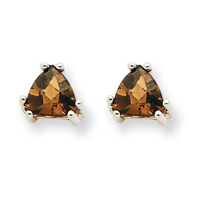 5mm Trillion Smokey Quartz Earrings 14k White Gold XE93WCQ, MPN: XE93WCQ, 883957109633
