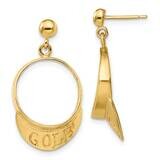 Golf Visor Dangle Post Earrings 14k Gold 3-D TC618, MPN: TC618, 883957983387