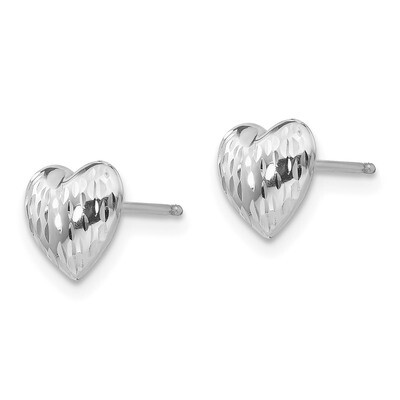 Diamond-Cut Heart Earrings - 14k White Gold SE436 by Madi K, MPN: SE436, 27657601169