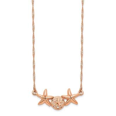 Starfish Necklace 14K Rose Gold Brushed Diamond-cut SF2670-17, MPN: SF2670-17, 883957768922