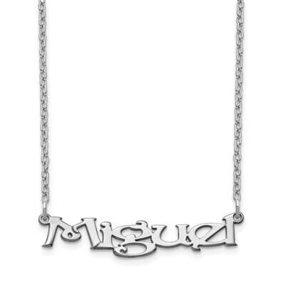 Fancy Block Nameplate Necklace 10k White Gold 10XNA939W, MPN: 10XNA939W, 191101990779