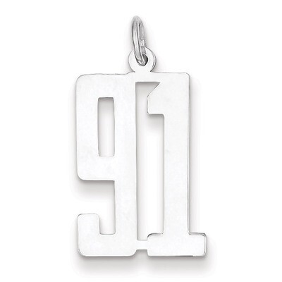 Charm Number 91 Elongated Pol Sterling Silver Small QES91, MPN: QES91, 191101274169