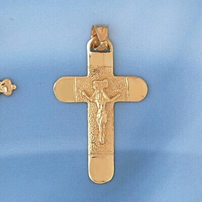 Dazzlers Jewelry Jesus Christ on Cross Pendant Necklace Charm Bracelet in Yellow, White or Rose Gol…