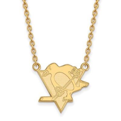 Pittsburh Penguins Large Pendant with Chain Necklace Gold-plated Silver GP016PEN-18, MPN: GP016PEN-…