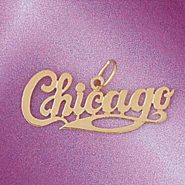Dazzlers Jewelry Chicago Pendant Necklace Charm Bracelet in Yellow, White or Rose Gold 4995, MPN: D…