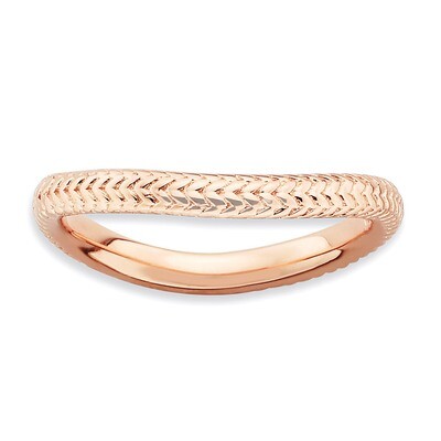 Sterling Silver Polished Pink-plate Wave Ring QSK690-5