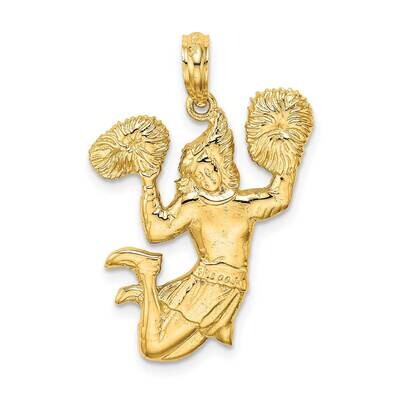 Open-Backed Cheerleader Charm 14k Gold Solid C2633, MPN: C2633, 637218020676