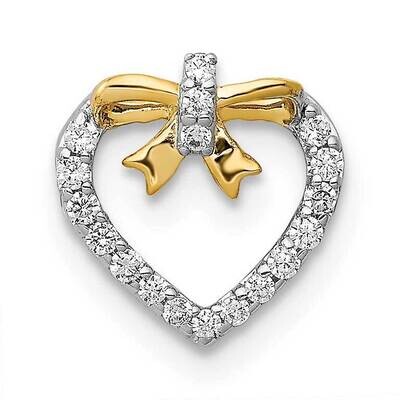 Polished 1/10Ct. Diamond Heart with Bow Chain Slide 14k Gold PM4858-010-YA, MPN: PM4858-010-YA, 883…