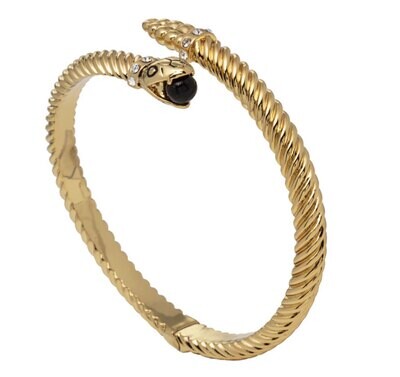 Halcyon Days Snake Twist Black Gold Small Hinged Bangle Bracelet HBSNA02TWGS, MPN: HBSNA02TWGS,