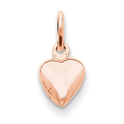 Solid Polished 3-Dimensional Medium Heart Charm 14k Rose Gold K796, MPN: K796, 883957902104