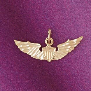 Dazzlers Jewelry Military Air Force Sign Pendant Necklace Charm Bracelet in Yellow, White or Rose G…