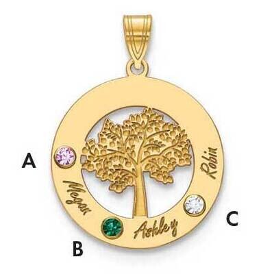 3 Names &amp; 3 Birthstones Cutout Circle Charm 10k with 14k Gold Bezels 10XNA882/3Y, MPN: 10XNA882/3Y,