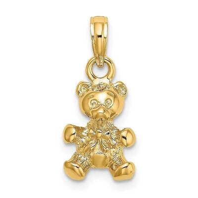 Teddy Bear with Bow Tie Charm 14k Gold 3-D K6523, MPN: K6523, 637218035281