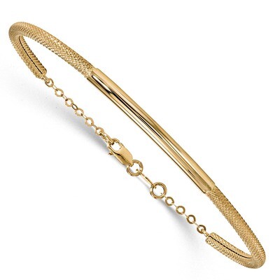 Leslie&#39;s Textured with Safety Chain Cuff 14k Gold Polished HB-LF897, MPN: LF897, 191101681080