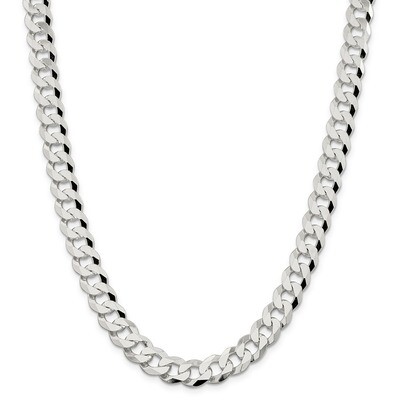 26 Inch 10.6mm Beveled Curb Chain Sterling Silver QFB250-26, MPN: QFB250-26, 883957969091