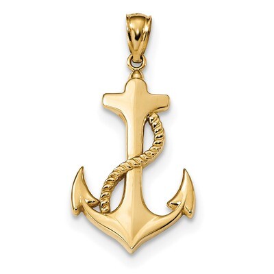Polished Anchor with Rope Pendant 14k Gold K6100, MPN: K6100, 883957733333