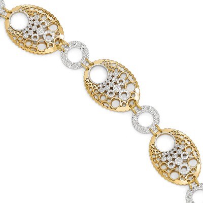 Fancy Bracelet 14k Two-tone Gold LF464-7