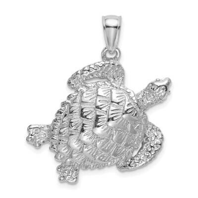 Sea Turtle Charm 14k White Gold Textured K7652W, MPN: K7652W,