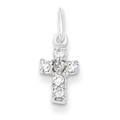 Cubic Zirconia Cross Charm Sterling Silver QC5333, MPN: QC5333, 883957912844