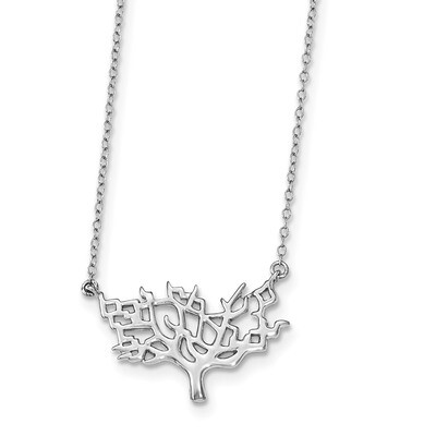 Tree with 2 inch Extender Necklace 16 Inch Sterling Silver Rhodium-plated QG3713-16, MPN: QG3713-16…