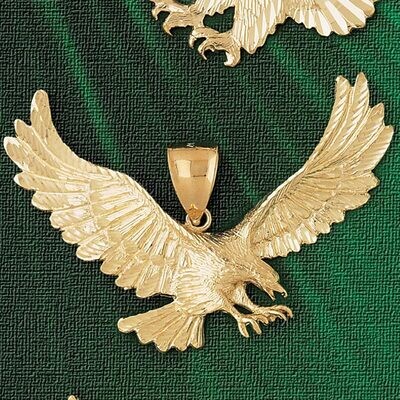 Dazzlers Jewelry Flying Eagle Pendant Necklace Charm Bracelet in Yellow, White or Rose Gold 2787, M…