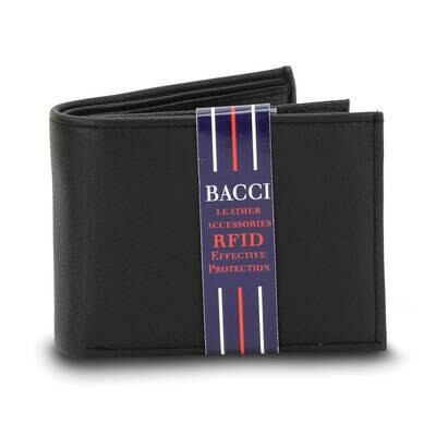 Black Cowhide RFID Double Center Flap Bifold Wallet GM23274, MPN: GM23274,