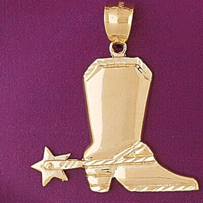 Dazzlers Jewelry Cowboy Boots Pendant Necklace Charm Bracelet in Yellow, White or Rose Gold 5198, M…