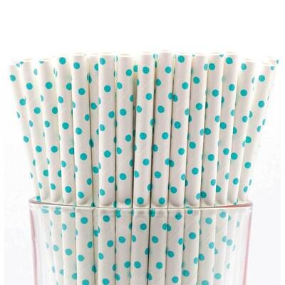 Pack of 150 Aqua Blue Dot Bio-degradable Paper Straws GM22612, MPN: GM22612, 788089151034