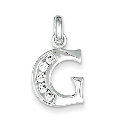 White Diamond Initial G Pendant Sterling Silver QC6716G, MPN: QC6716G, 883957551050