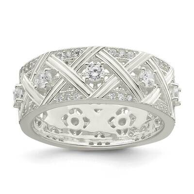 Criss Cross Ring Sterling Silver Cz Diamond QR7255, MPN: QR7255,
