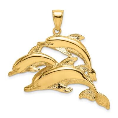 Three Dolphins Charm 14k Gold 2-D K7828, MPN: K7828, 637218040841