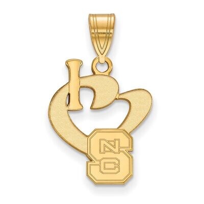 North Carolina State University Large I love Logo Pendant Gold-plated Silver GP020NCS, MPN: GP020NC…