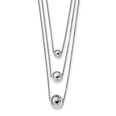 3-Strand with 2 inch Extender Polished Necklace 16 Inch Sterling Silver Rhodium-plated QG4338-16, M…