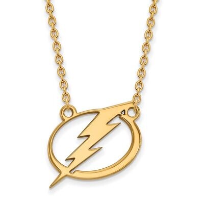 Tampa Bay Ligtning Large Pendant with Chain Necklace Gold-plated Silver GP016LIG-18, MPN: GP016LIG-…