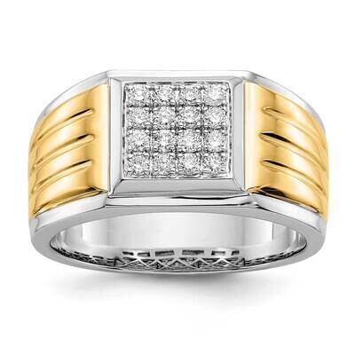 14K Yellow &amp; White Gold Si1/Si2, G H I, Square Men&#39;s Rin Lab Grown Diamond RM5843-040-10WYLG, MPN: …