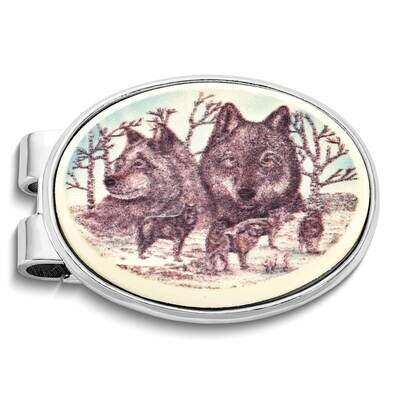 Barlow Designs Color Wolf Portrait Oval Money Clip GM24068, MPN: GM24068, 617414580280