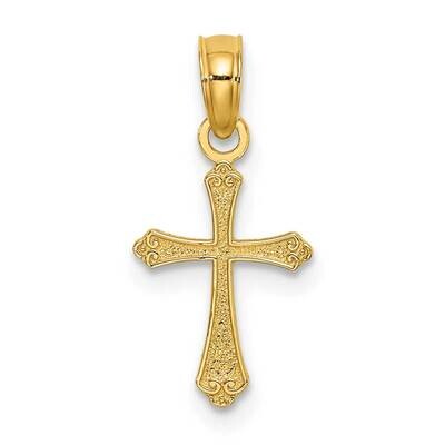 Mini Cross Charm 14k Gold Textured K8510, MPN: K8510, 637218053094