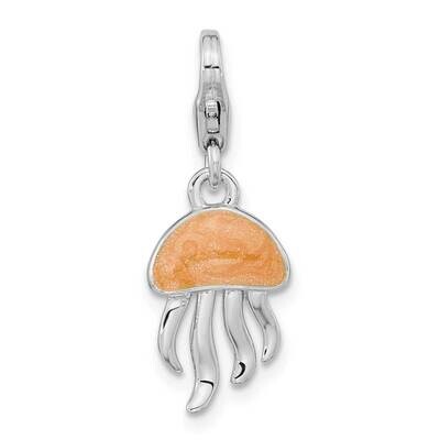 Enameled 3D Jellyfish with Lobster Clasp Charm Sterling Silver Rhodium-Plated QCC1251, MPN: QCC1251,
