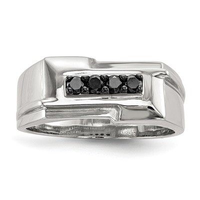 Mens Black Diamond Polished Ring Sterling Silver QR6777, MPN: QR6777, 883957574219